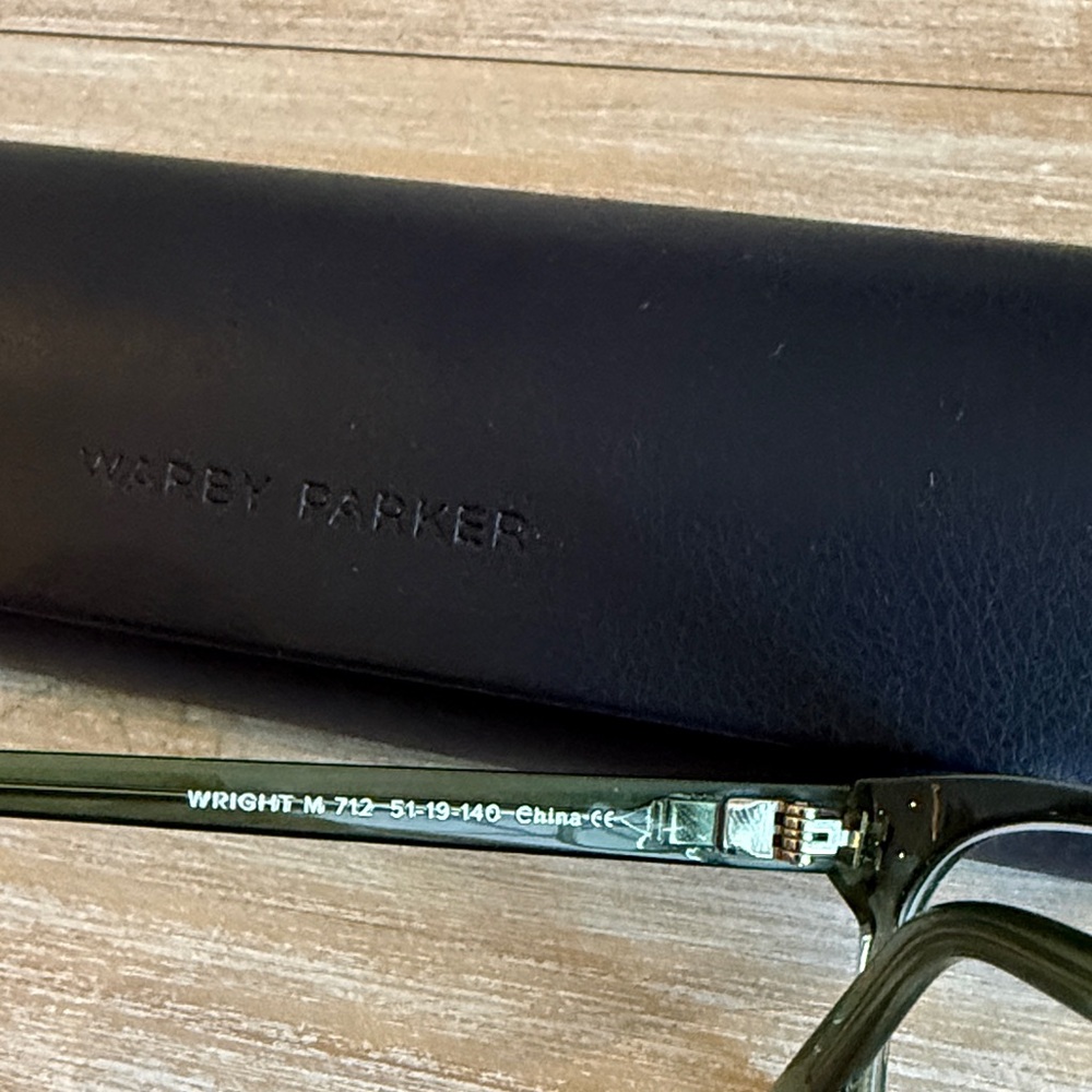 Warby Parker Olive Eyewear with Black Case low blue light lenses no prescription